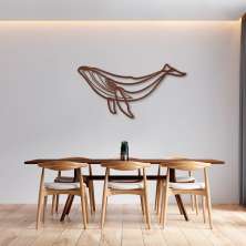 Quadro Escultura Baleia One Line 80x40 Marrom