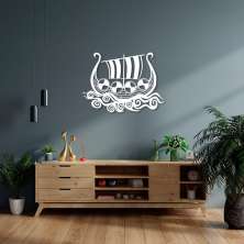 Quadro Escultura Barco Viking 150x110 Branco