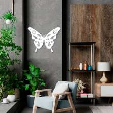 Quadro Escultura Borboleta Boho Sol e Lua 100x76 Branco