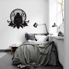 Quadro Escultura Buda Gordinho Medita Om Lotus 60x55 Preto