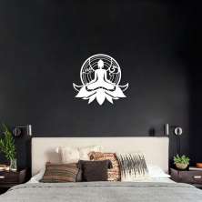 Quadro Escultura Buda Meditando Om Lotus 120x110 Branco