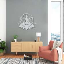 Quadro Escultura Buda Meditando Om Lotus 90x83 Cinza