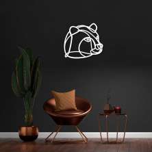 Quadro Escultura Cabeça Urso One Line 80x71 Branco