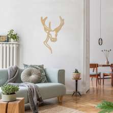 Quadro Escultura Cabeça Veado One Line 100x61 Areia