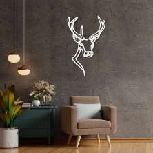 Quadro Escultura Cabeça Veado One Line 150x92 Branco