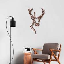 Quadro Escultura Cabeça Veado One Line 150x92 Marrom