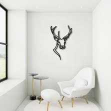 Quadro Escultura Cabeça Veado One Line 80x49 Preto