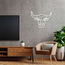 Quadro Escultura Cabeça de Touro One Line 80x60 Branco