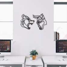 Quadro Escultura Cabeça de Urso e Touro 120x193 Preto