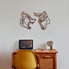 Quadro Escultura Cabeça de Urso e Touro 4 90x144 Marrom