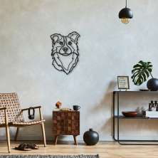 Quadro Escultura Cachorro Border Collie 100x69 Preto