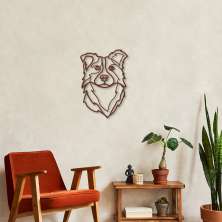 Quadro Escultura Cachorro Border Collie 120x83 Marrom