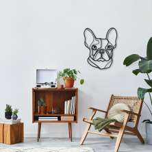 Quadro Escultura Cachorro Bulldog Frances 100x80 Preto