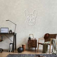 Quadro Escultura Cachorro Bulldog Frances 150x120 Branco