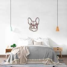 Quadro Escultura Cachorro Bulldog Frances 150x120 Marrom