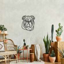 Quadro Escultura Cachorro Bulldog Ingles 100x85 Preto