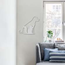Quadro Escultura Cachorro Gato 100x88 Cinza