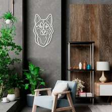 Quadro Escultura Cachorro Husky Siberiano 100x61 Branco