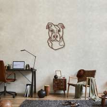 Quadro Escultura Cachorro PitBull One Line 100x69 Marrom