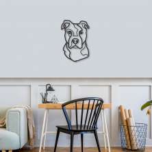 Quadro Escultura Cachorro PitBull One Line 100x69 Preto