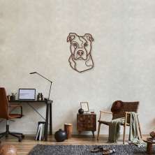 Quadro Escultura Cachorro PitBull One Line 120x83 Marrom