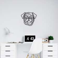 Quadro Escultura Cachorro Pug One Line 150x131 Preto