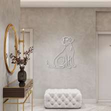 Quadro Escultura Cachorro Vira Lata One Line 120x113 Cinza