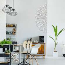 Quadro Escultura Canto Petalas Boho 100x40 Branco