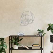 Quadro Escultura Caveira Perfil One Line 90x88 Cinza