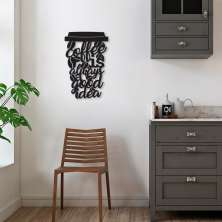Quadro Escultura Copo de Café Frase 100x65 Preto