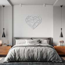 Quadro Escultura Coração Poligonal 100x86 Cinza