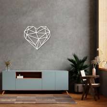 Quadro Escultura Coração Poligonal 80x68 Branco