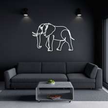 Quadro Escultura Corpo Elefante One Line 100x66 Branco