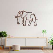 Quadro Escultura Corpo Elefante One Line 80x52 Marrom