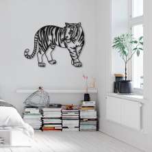 Quadro Escultura Corpo Tigre One Line 60x44 Preto