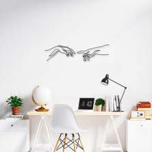 Quadro Escultura Criação de Adão Michelangelo 250x62 Preto