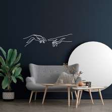 Quadro Escultura Criação de Adão Michelangelo 80x20 Branco