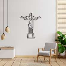 Quadro Escultura Cristo Redentor RJ 100x79 Preto