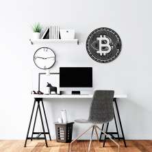 Quadro Escultura Crypto Bitcoin 60x60 Preto