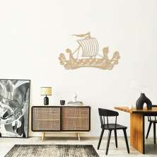 Quadro Escultura Drakkar Viking 80x49 Areia