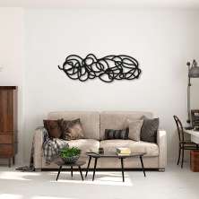 Quadro Escultura Emaranhado Horizontal 200x70 Preto