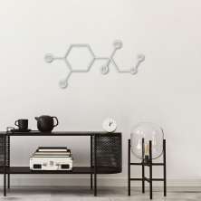 Quadro Escultura Fórmula Química Adrenalina 80x38 Cinza
