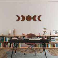 Quadro Escultura Fases da Lua 60x271 Marrom