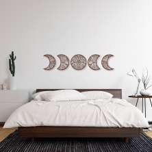 Quadro Escultura Fases da Lua Boho Arabesco 90x406 Marrom