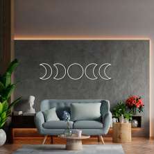 Quadro Escultura Fases da Lua Clean 30x135 Branco