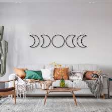 Quadro Escultura Fases da Lua Clean 60x271 Preto