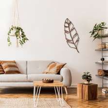 Quadro Escultura Folha Tropical 100x35 Marrom