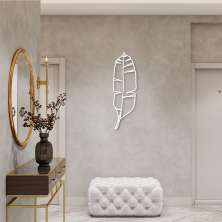 Quadro Escultura Folha de Bananeira 150x52 Branco