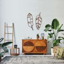 Quadro Escultura Folhas Tropicais 150x126 Marrom