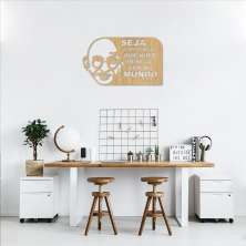 Quadro Escultura Frase Gandhi Seja a Mudança 80x48 Areia